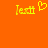 Yellow pixelated text and heart symbols on an orange background, with one instance of the heart symbol missing in a second view.
