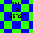 Pixelated green and blue patterned background with "IM A BEAST" text in four identical sections, transitioning from to diamond shapes