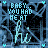 Pixelated blue-toned icon with light blue text reading "BABY... YOU HAD ME AT" and a stylized figure holding an object, surrounded by four cyan heart shapes.
