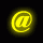 Yellow glowing @ symbols and vertical lines arranged in a on black background, animated with changing shapes