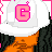 Pixelated animated contact sheet showing a character in orange outfit with pink accents across multiple frames, featuring text elements and pose variations.