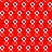 Red background with repeating white circular patterns and fainter secondary circles beneath each, forming a -like arrangement