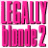 A pixelated image with pink text reading LEGALLY blonde 2 on the left and a woman holding a phone to her ear on the right.
