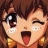 A pixelated anime-style character with brown hair and a winking expression on the left, next to black background with white text "Anime IM" above smaller cursive "com" on the right.