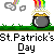 Animated St. Patrick's Day buddy icon featuring a stick figure character interacting with a pot of gold and rainbow in pixel art style across multiple frames.