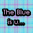Pixelated text on a blue and purple checkered background with black outlines, reading "The Blue is U... the pink is me... we go together well❤".