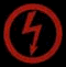 Red lightning bolt symbols in various circular and oval outlines on black background, animated sequence showing shape changes.
