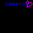 Blue pixelated text 'Cameron' appears twice on a black background, with the left instance featuring a pink heart symbol replacing part of the lettering.