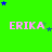 Green background with repeated pink text 'ERIKA' and scattered blue and green stars in a pattern