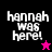 Four display 'hannah was here!' text with a star symbol; top-left and bottom-right have black stars, top-right and bottom-left have pink stars