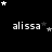 Black background with white text 'alissa' repeated across three , surrounded by scattered white and gray stars in various sizes and positions