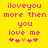 Yellow background with pink pixelated text reading "iloveyou more then you love me" and five heart symbols below, where the third heart is orange.