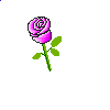 Four identical pixelated pink roses with green stems and leaves arranged in a 2x2 contact sheet on gray background.