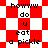 Red and white checkered background with black text reading 'howww do u eat a pickle' in two identical vertical