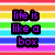 Pixelated text on a rainbow striped background with a yellow and orange gradient shape below.