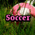 A soccer ball on grass with pink text reading "Soccer is my life." in four