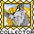 stamp-shaped icons with yellow borders, each containing a gray and white animal head with blue eyes, surrounded by yellow floral shapes against a light blue background