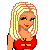 Pixel art contact sheet showing a blonde female character in red crop top and blue jeans with three text variations: Be True, Be Wild, Be You!