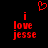 Red pixelated text 'i love jesse' on black background with red heart symbol above, two identical static frames shown.