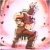Pixelated figure in dynamic pose against pink and white background with scattered dark spots.