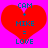 Red heart shape on bright pink background with blue text reading CAM + MIKE = LOVE in pixelated font.
