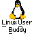 Pixelated penguin with black and white body, yellow beak and feet, standing against gray background with text below.