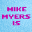 A 3x2 contact sheet of a pixelated animated icon featuring Mike Myers as the Love Guru with pink text on light blue background, showing six distinct frames in chronological order.