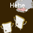 Animated sequence showing a gray character with pink cheeks and white text labels above it, accompanied by two animated toast slices on a dark brown background.