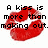 Red lips icon with pixelated text about kissing, showing sequential animation of text appearing over the lips.