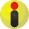 Yellow circular background with red top section and black vertical shape on left; yellow circle with red 'vote' text on right.