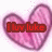 Pixelated heart-shaped icon with pink and purple gradient background and red text reading 'i luv luke' in brown rectangular box.