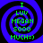Four identical pixelated spiral icons with blue and black rings, each displaying green text reading "I LUV MEGAN 5000 MUCH=)" on a dark background.