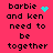 Pixelated text on bright pink background with cyan heart and starburst symbols appearing next to 'barbie' in different frames.