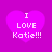 Four identical purple heart-shaped icons with white text reading "I LOVE Katie!!!" arranged in a on a solid purple background