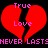 Pixelated red broken heart with pink text 'True Love' above and partial text below on black background.