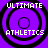 Four identical purple circular icons with black concentric rings and white text reading ULTIMATE ATHLETICS arranged in a on a solid purple background