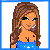 Animated contact sheet of a pixel art icon featuring a cartoon woman, partial body shots, and text elements in blue on white background with gray transparency area.