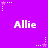 Purple background with repeated white text 'Allie' and small star-and-dot patterns scattered across the image.