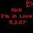 Red pixelated text and symbols on black background: 'Nick' appears twice, below it 'I'm in Love', then date '11.3.07', with a heart symbol above.