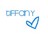 Pixelated blue text and heart icon on white background with light pastel gradient edges.