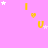Pink background with yellow 'I U' text, small hearts, and white stars scattered across the image.