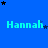 Blue background with repeated light blue 'Hannah' text and scattered black and dark blue stars in a pattern