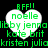Green text on black background with four white heart shapes containing names and "BFF!!" above each heart.