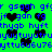 Green background with blue text and black heart shapes scattered across the image, no visible animation changes detected.