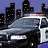 Animated contact sheet of a police car icon with flashing lights against a city skyline background, displayed in 3x3 grid format showing sequential animation frames.