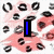 A static image with a repeating pattern of black and white circular shapes on a pink background, overlaid with colored text.