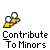 Animated sequence of yellow and brown figures holding white balls, with text 'Contribute To Minors' below each frame.
