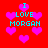 Red background with pink heart shapes and cyan text reading "I LOVE MORGAN" in pixelated font.