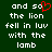Green background with white pixelated text reading 'and so the lion fell in luv with the lamb' and a red heart symbol replacing part of the word 'so'.