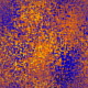 A static pixelated image with a gradient of orange and blue hues forming an abstract pattern.